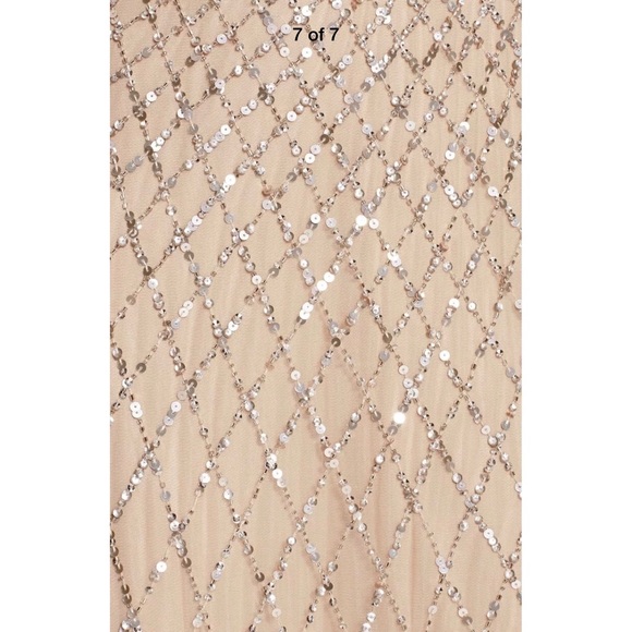 New Adrianna Papell beaded short sleeve mesh gown - Picture 9 of 15